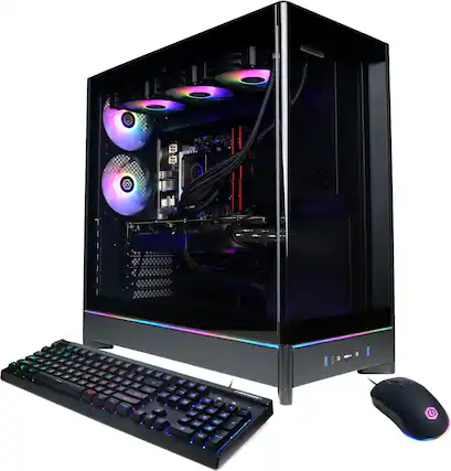 Front. CyberPowerPC - Gaming Desktop - AMD Ryzen 9 9900X3D - NVIDIA GeForce RTX 5070 Ti 16GB - 32GB DDR5 - 2TB PCIe 4.0 SSD - Black.