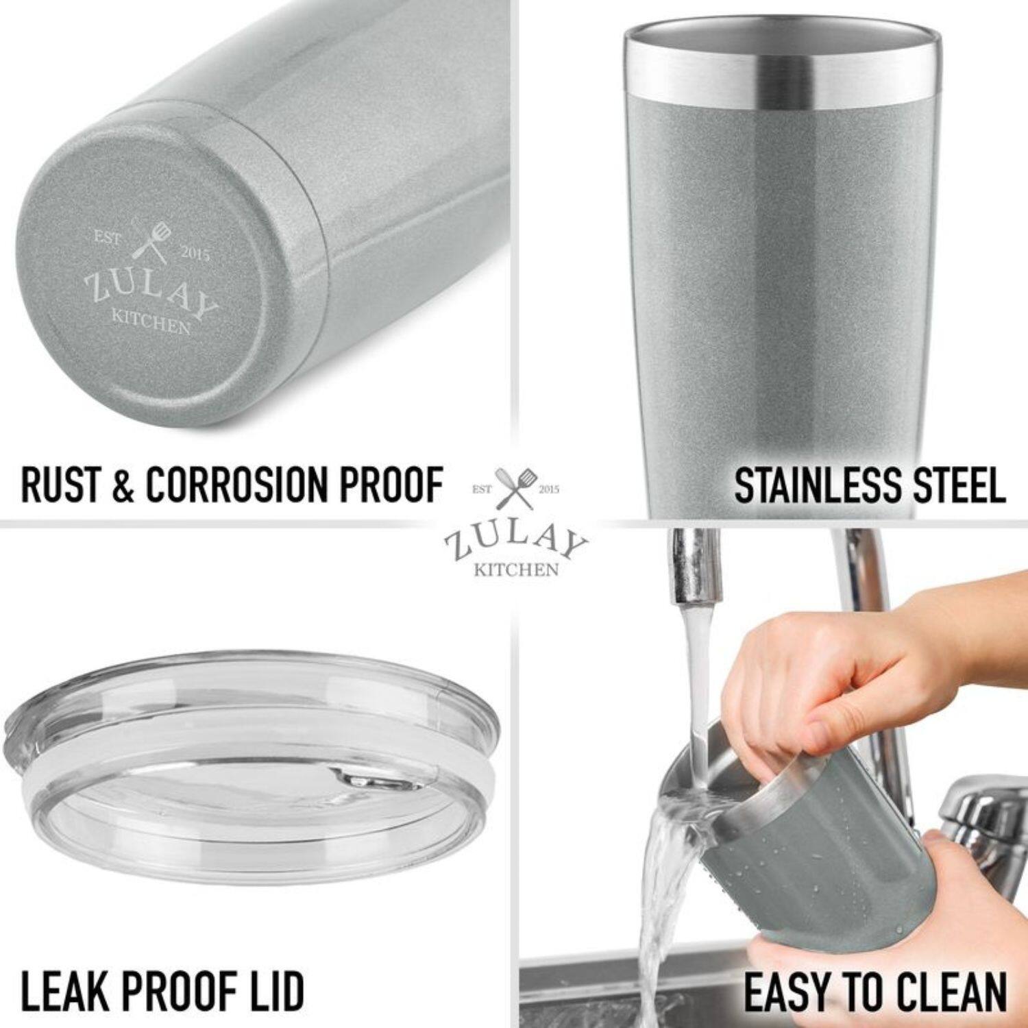 EST 2015 ZULAY KITCHEN

RUST & CORROSION PROOF

STAINLESS STEEL

LEAK PROOF LID

EASY TO CLEAN