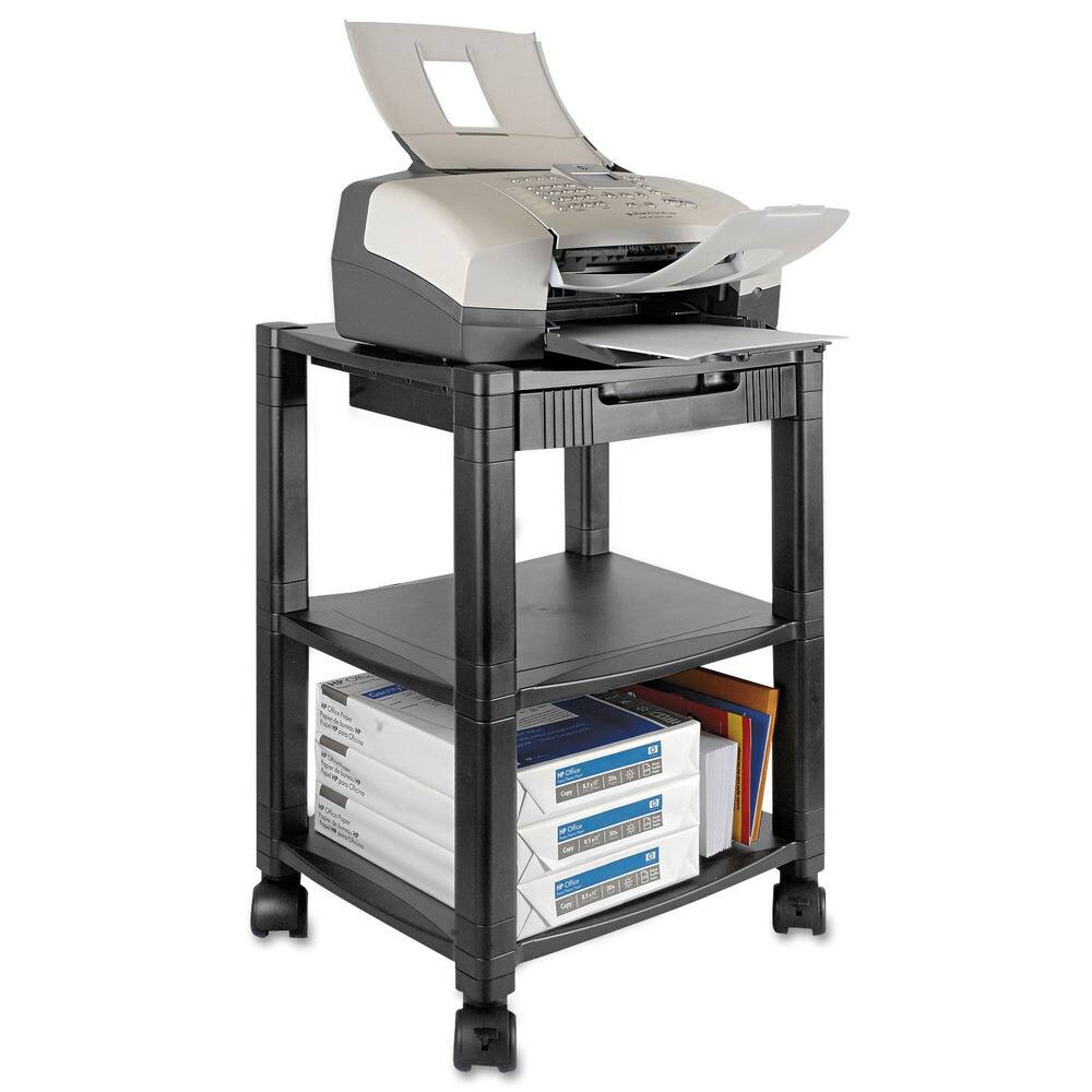 Front. KanTek - Kantek PS540 17 in. x 13-1/4 in. x 24-1/4 in. Three-Shelf Mobile Printer Stand - Black - Black.