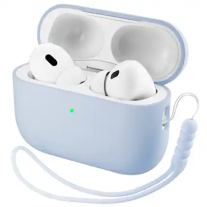Front. Ornarto - ORNARTO Compatible with AirPods Pro 3 Case 2025, Full Protective Silicone with Front LED Visible Skin Case-Baby Blue - Baby Blue.
