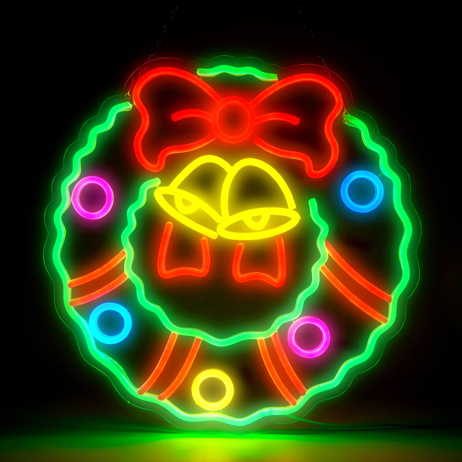 Alt View 10. AGPtek - Christmas Wreath LED Neon Sign Festive Decoration, 5 Brightness Levels - Multicolor.