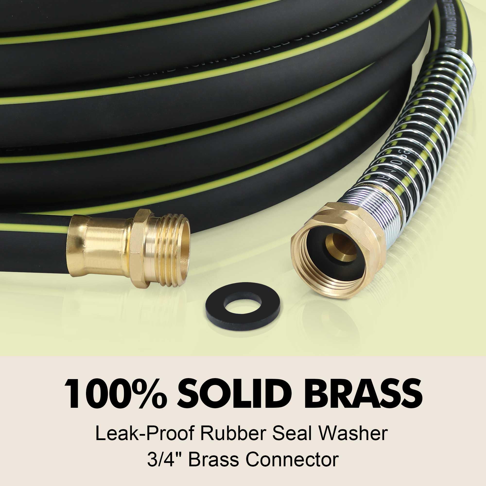 100% SOLID BRASS  
Leak-Proof Rubber Seal Washer  
3/4" Brass Connector
