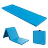 Front. Costway - Costway Tri-Fold Folding Exercise Mat 6 ft x 2 ft Portable Gymnastics Tumbling Mat Yoga - Blue.
