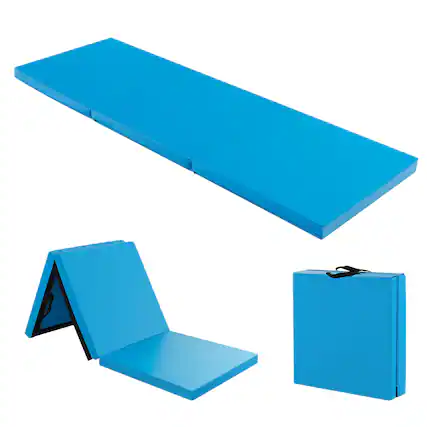 Front. Costway - Costway Tri-Fold Folding Exercise Mat 6 ft x 2 ft Portable Gymnastics Tumbling Mat Yoga - Blue.