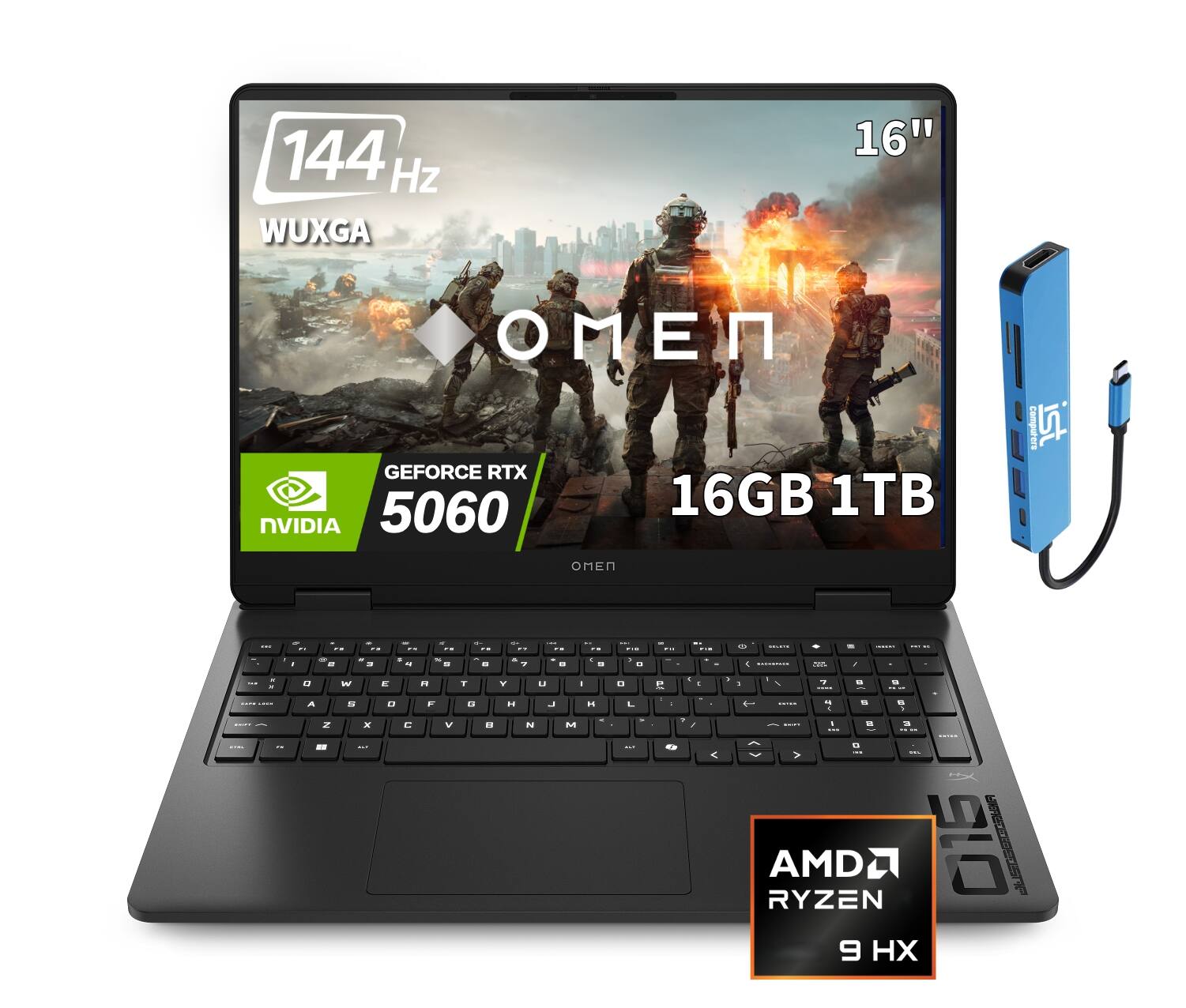 144 Hz WUXGA 16"  
GEFORCE RTX 5060  
16GB 1TB  
NVIDIA  
OMEN  
AMD RYZEN 9 HX