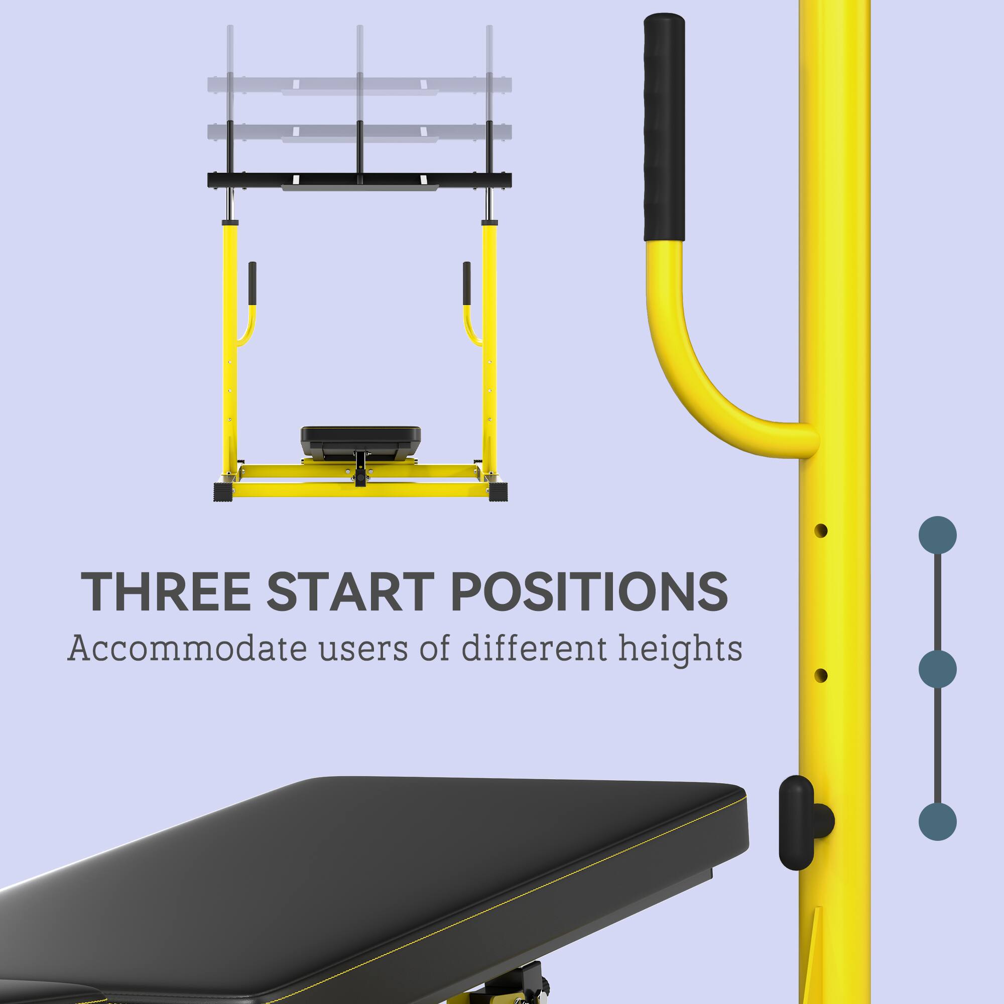THREE START POSITIONS
Accommodate users of different heights