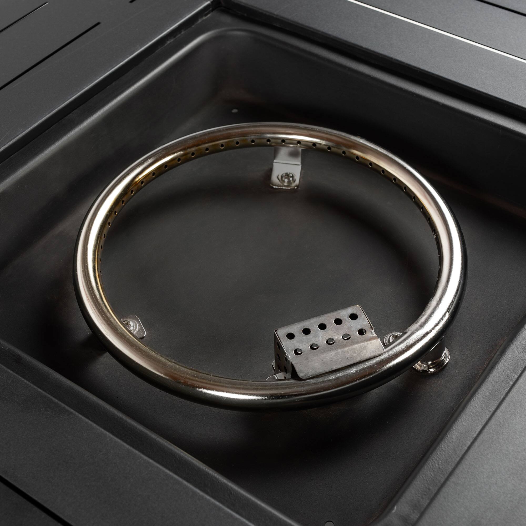 Left. Lirago - 28" Outdoor Propane Fire Pit Table 50000 BTU Square Steel Fire Pit with Wicker Base for Patio Deck Garden Backyard Black - Black.