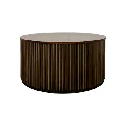 Front. Carolina Chair & Table - Harmony 36" Brass Groove Coffee Table - Black Honed - Black.