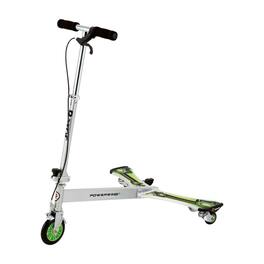 Razor - DLX PowerWing Caster Scooter, 3 Urethane Wheels for Taller Riders, Green - Grey/Silver