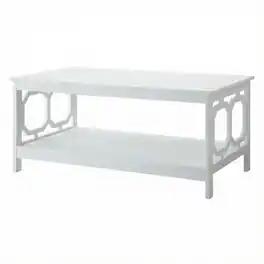 FurniFact - Coffee Table with Shelf Contemporary MDF Storage Design - White