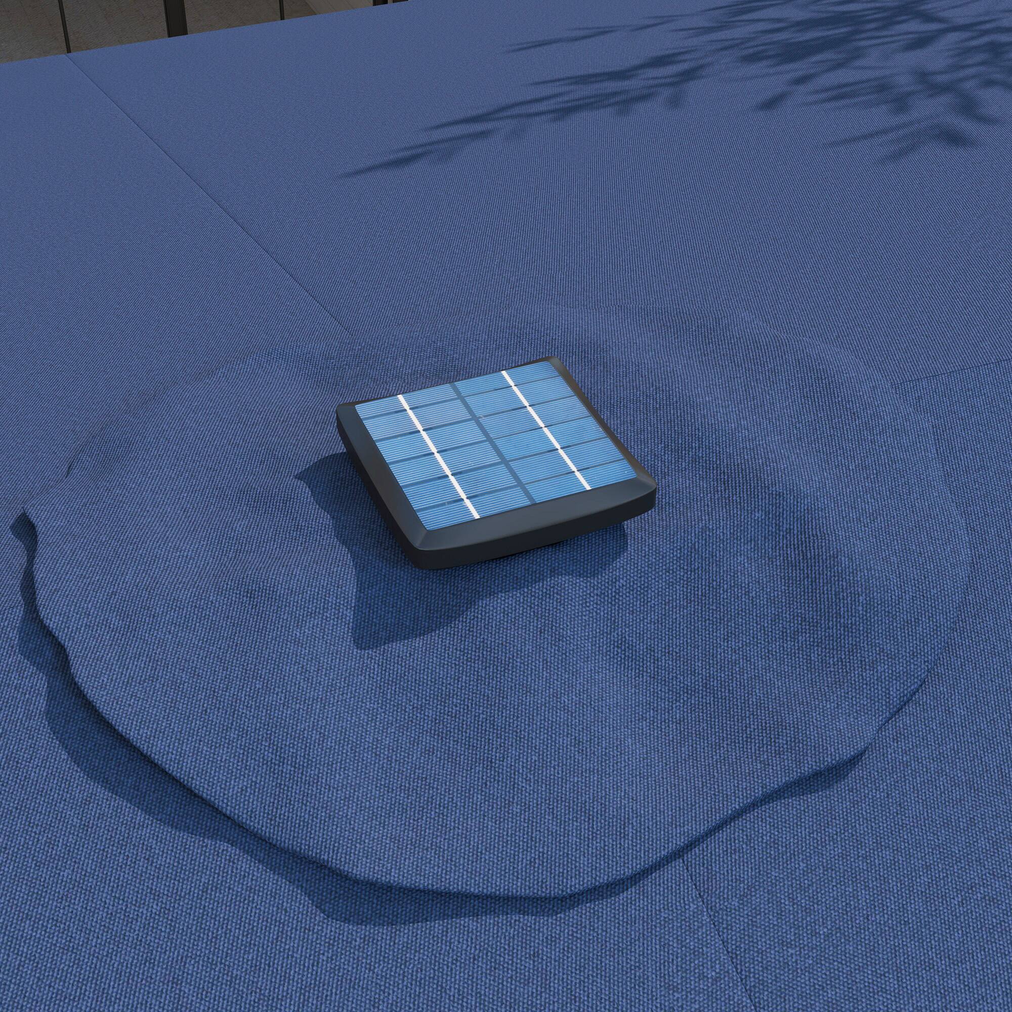 Alt View 5. Outsunny - 14.8ft Double Umbrella, Large Outdoor Patio Sun Shade with LED Solar Light for Garden - Blue.