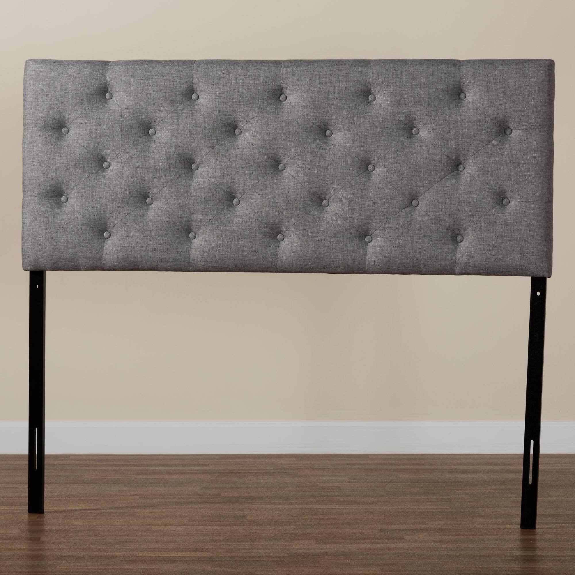 Alt View 1. Baxton Studio - Viviana Modern and Contemporary Fabric Upholstered Button-tufted Queen Size Headboard - Grey.