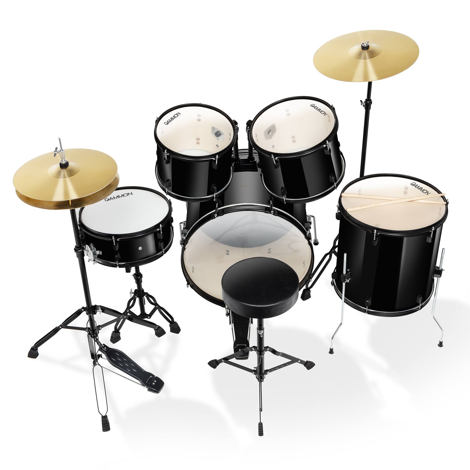 Gammon Percussion 5pc Adult Drum Set Full Size Beginner Percussion
