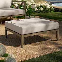Northlake Outdoor Teak Ottoman by Modway - Weathered Gray Pebble