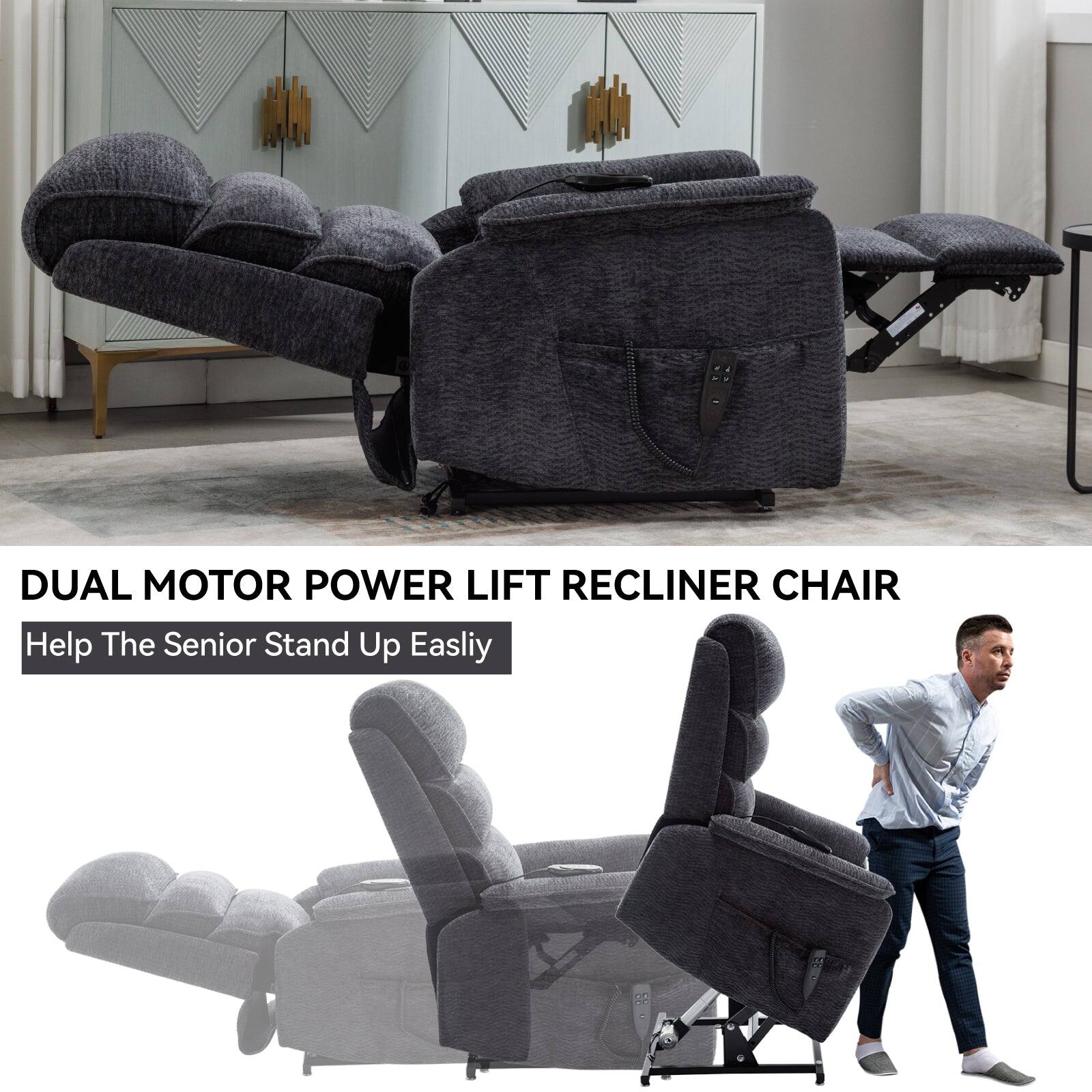 DUAL MOTOR POWER LIFT RECLINER CHAIR  
Help The Senior Stand Up Easily