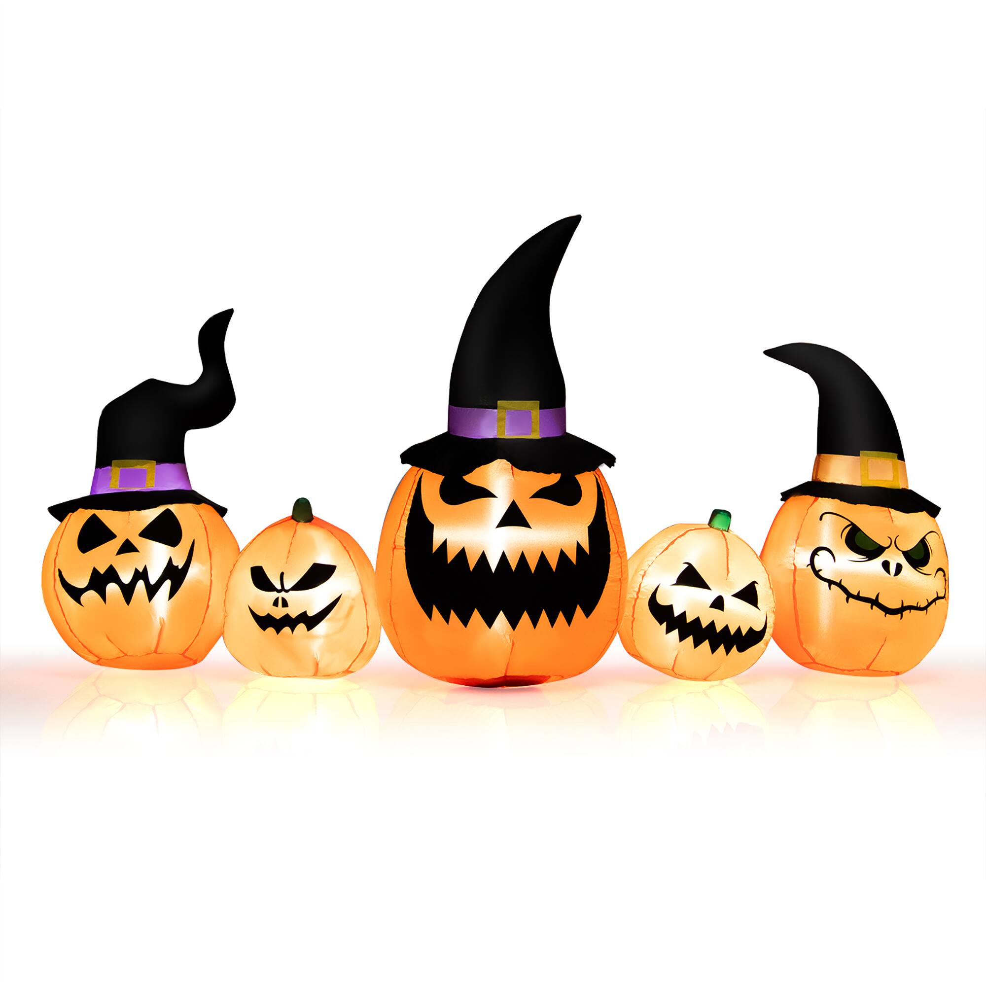 Alt View 18. Costway - 8 Ft Tall Inflatable Pumpkin Family Waterproof Halloween Yard Decoration w/LED Lights - Orange/Black.