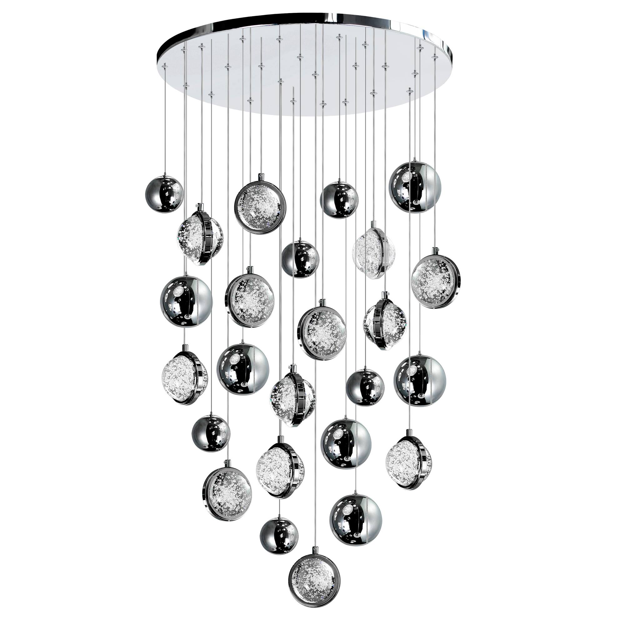 Angle. CWI Lighting - Salvador 24 in LED Integrated Polished Nickel Chandelier - Polished Nickel.