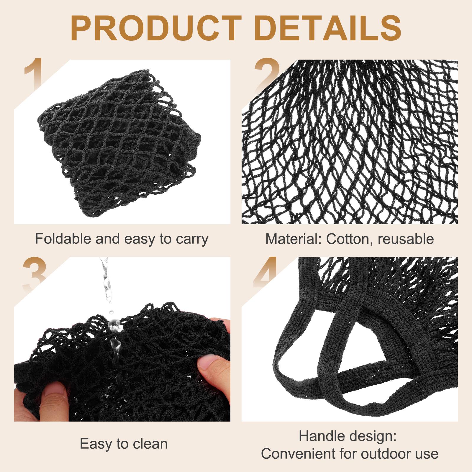 PRODUCT DETAILS

1. Foldable and easy to carry
2. Material: Cotton, reusable
3. Easy to clean
4. Handle design: Convenient for outdoor use