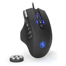 Front. ENHANCE - ENHANCE Theorem 2 MMO Gaming Mouse with 13 Programmable Side Buttons - Black.