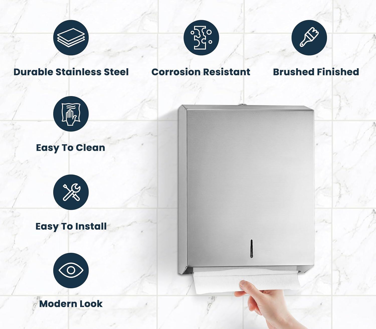 Durable Stainless Steel, Corrosion Resistant, Brushed Finished, Easy To Clean, Easy To Install, Modern Look