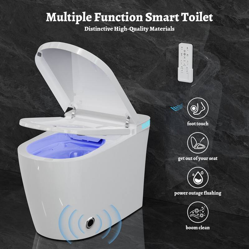 Multiple Function Smart Toilet  
Distinctive High-Quality Materials  

- foot touch  
- get out of your seat  
- power outage flushing  
- boom clean