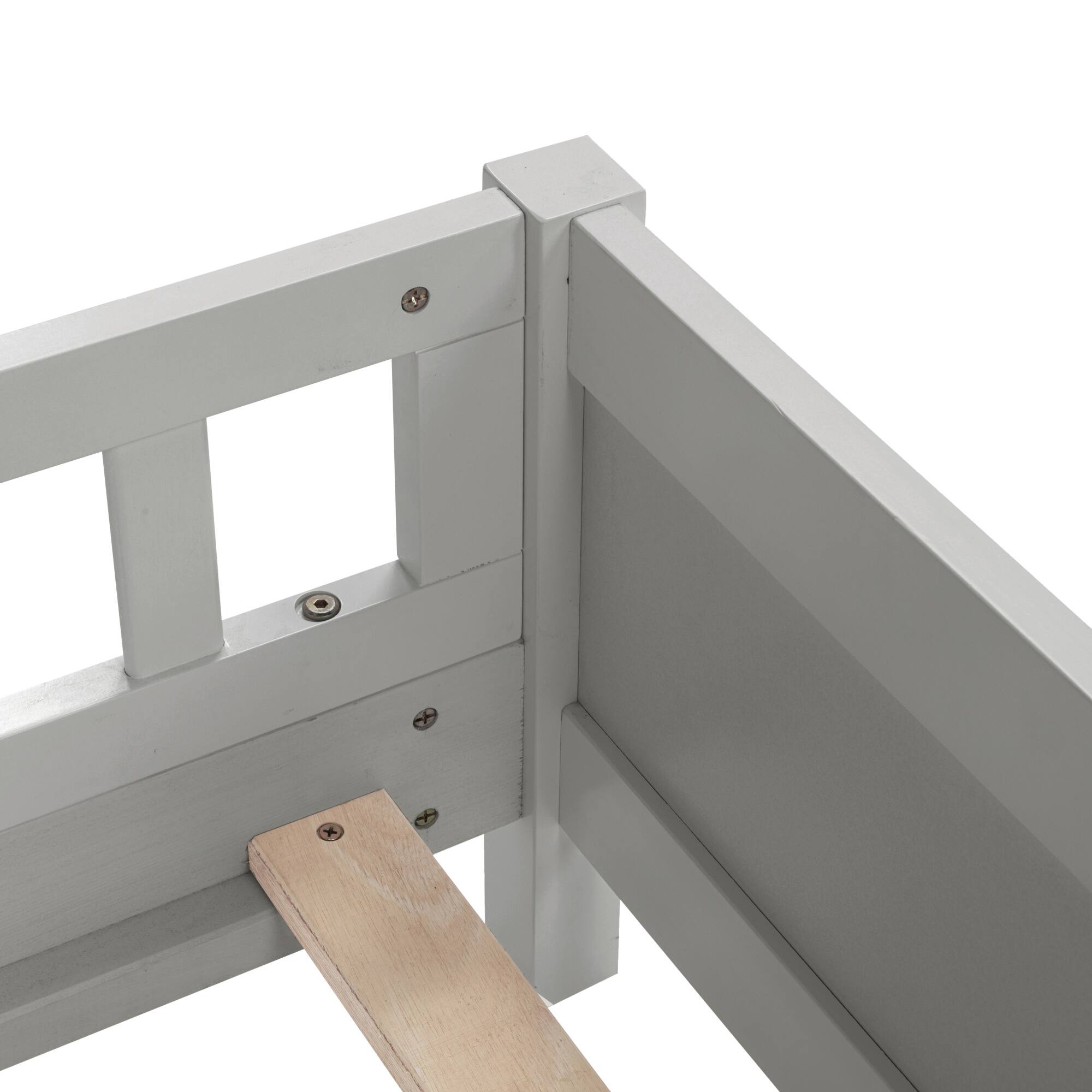 Alt View 8. GOODSILO - Twin Bed with Integrated Bookshelf Headboard and Motion Sensor LED Lighting System for Enhanced Bedroom Functionality - Grey.