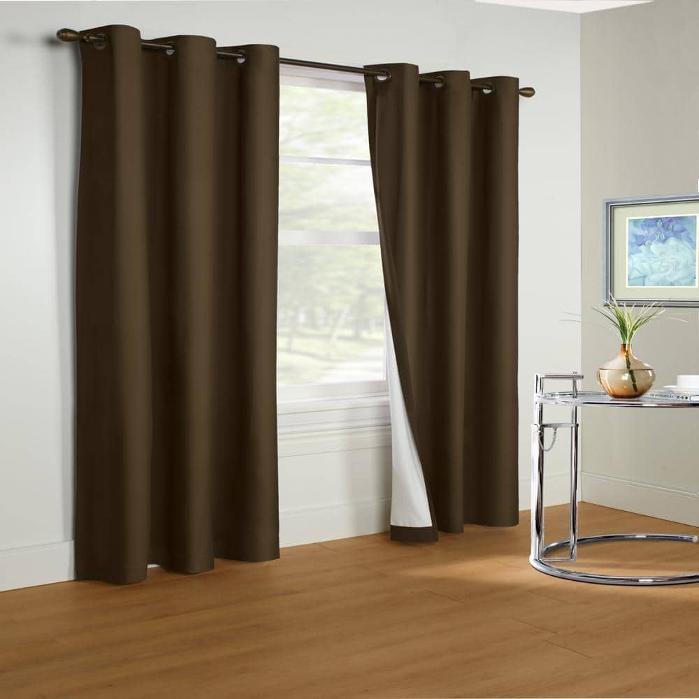 Commonwealth Home Fashions - Thermalogic Prelude Room Darkening Providing Daytime and Nighttime Privacy Grommet Curtain Panel 40" x 84" - Brown