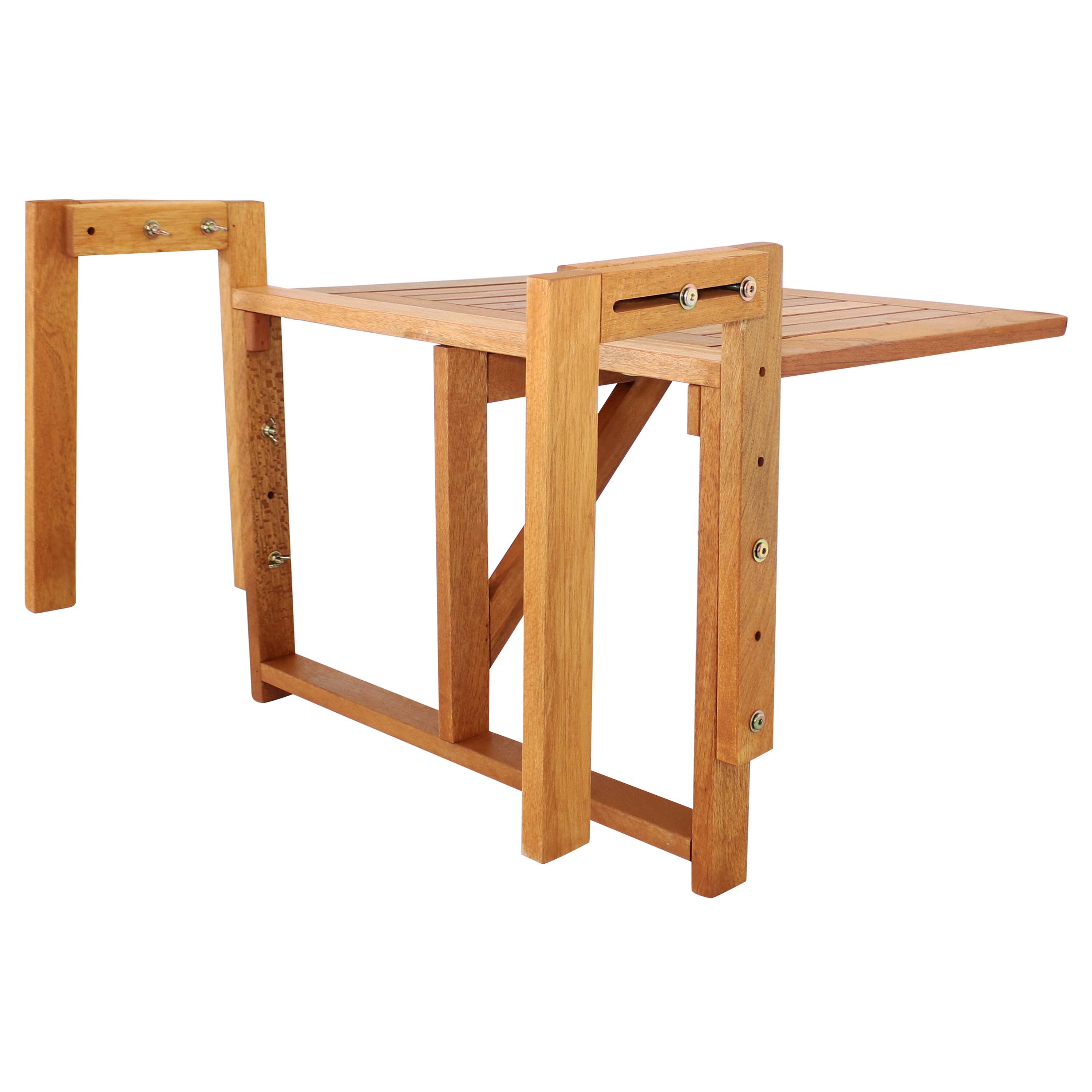 Alt View 7. Sunnydaze - Meranti Folding Balcony Railing Table - Brown.