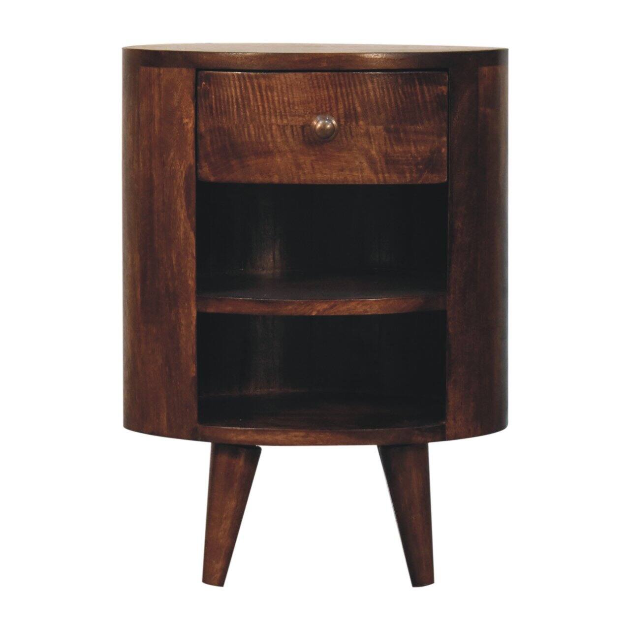 Artisan Furniture - Solid Wood Cortez California Walnut Bedside, 1 Drawer, 2 Shelves - Dark Brown