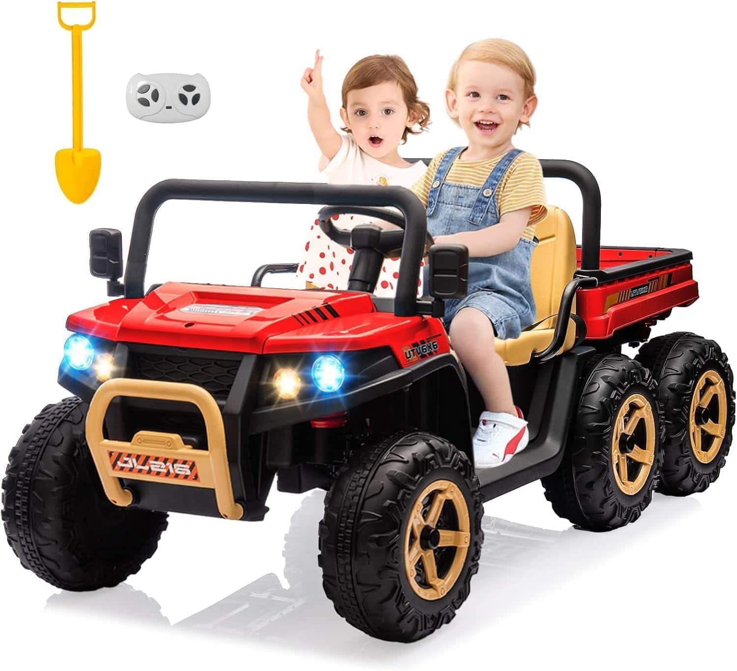 Homhougo - 24V Electric Dump Truck Ride On Toy, 2-Seater 4WD UTV for Kids