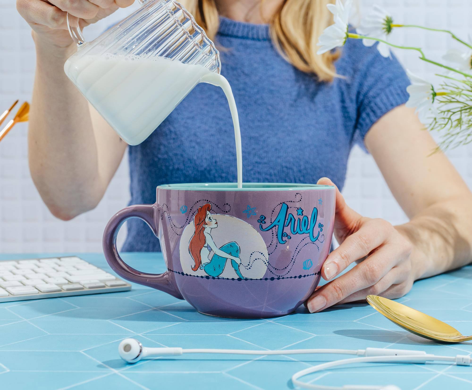 Alt View 4. Disney - Disney The Little Mermaid Ariel Moonlight Ceramic Soup Mug | Holds 24 Ounces - Multi-Colored.