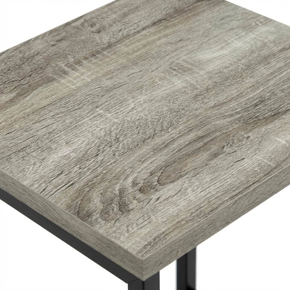 Alt View 2. FurniFact - French Oak Metal Frame End Table for Living Room or Bedroom - French Oak.