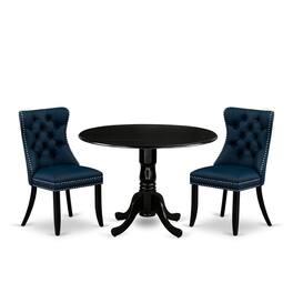 East West Furniture - 3 Piece Dining Room Set - Black