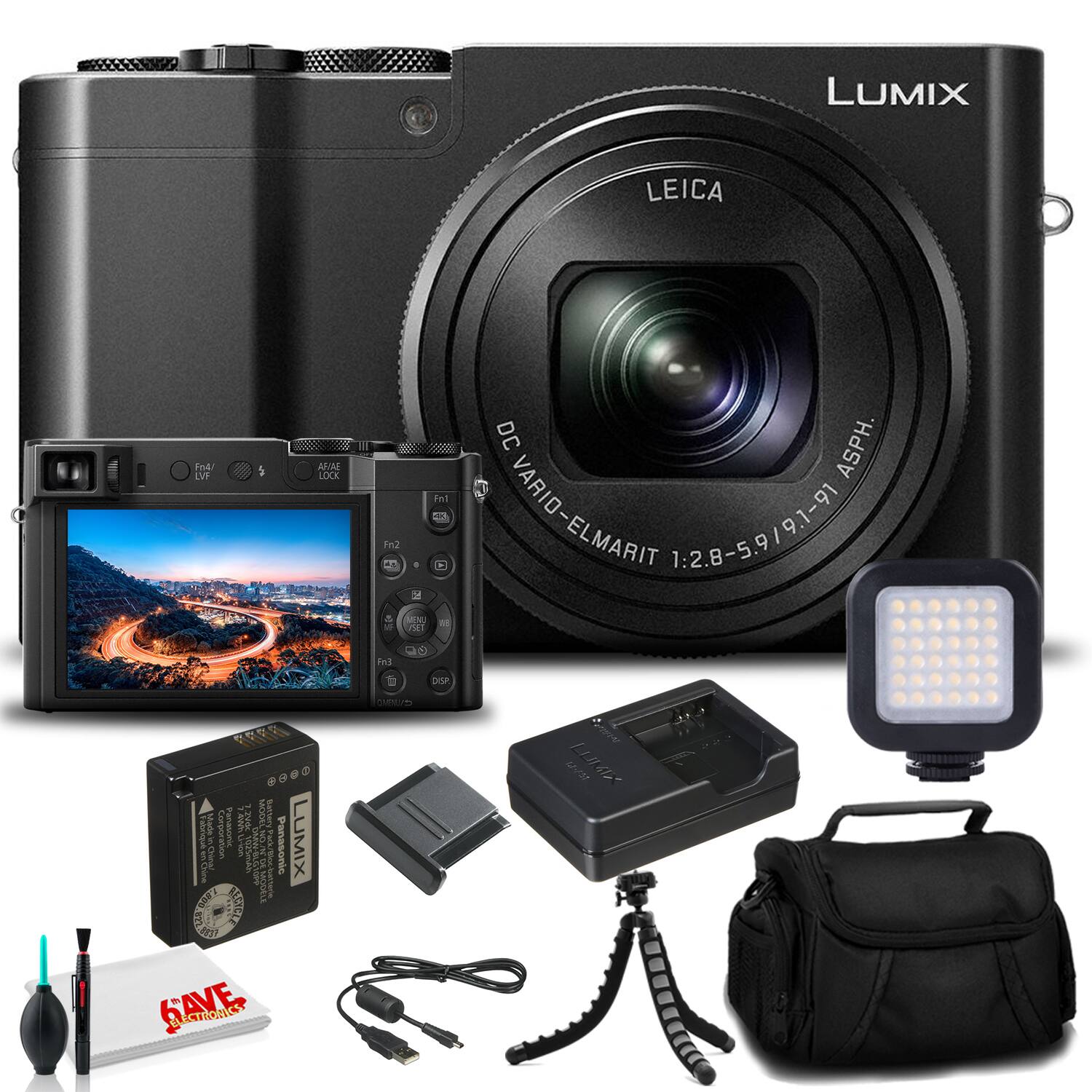 Bundle- Panasonic- Lumix DMC-ZS100 Digital Camera (Black) (DMC-ZS100K) Base