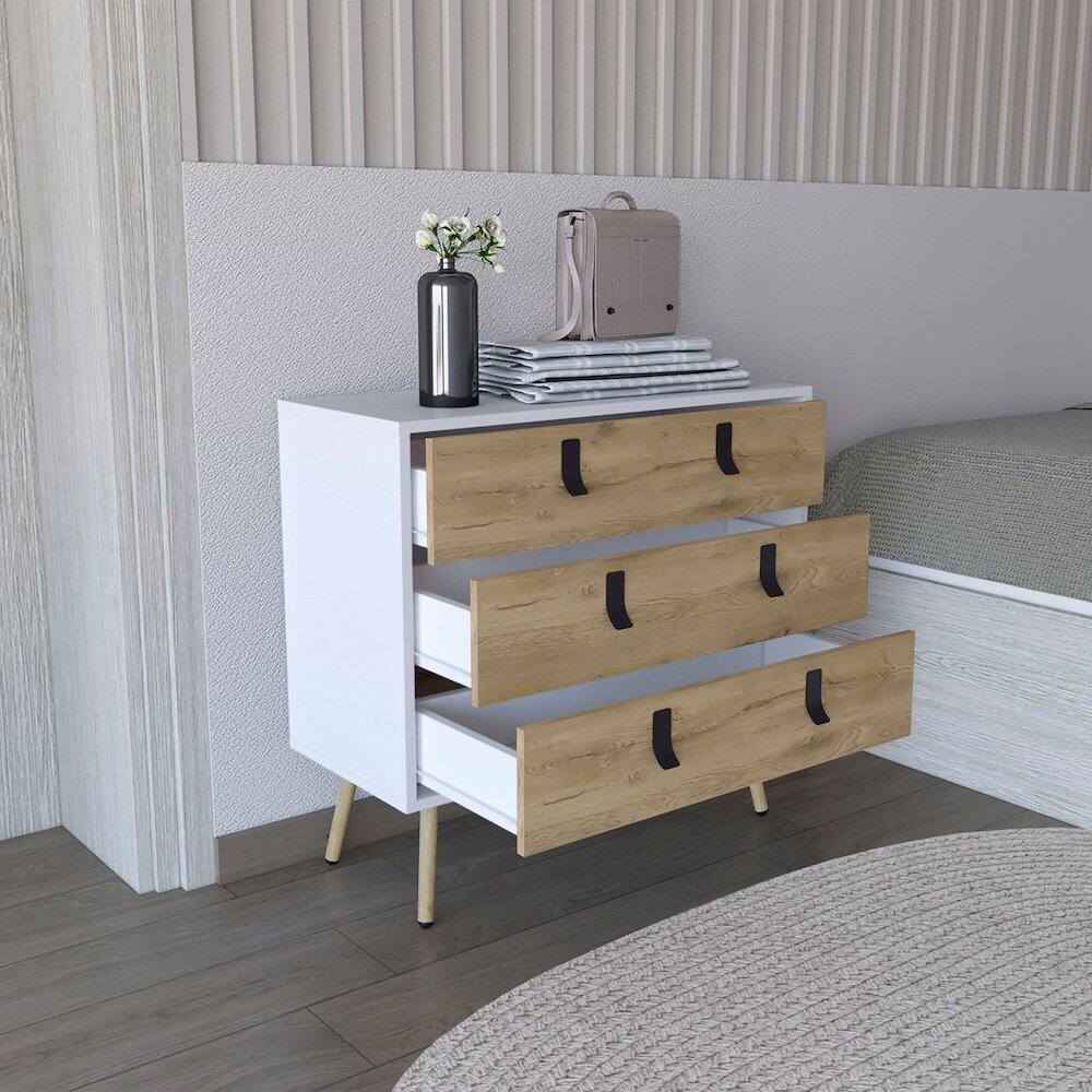 Alt View 2. TuHome - Huna Dresser White / Macadamia MDF - White.