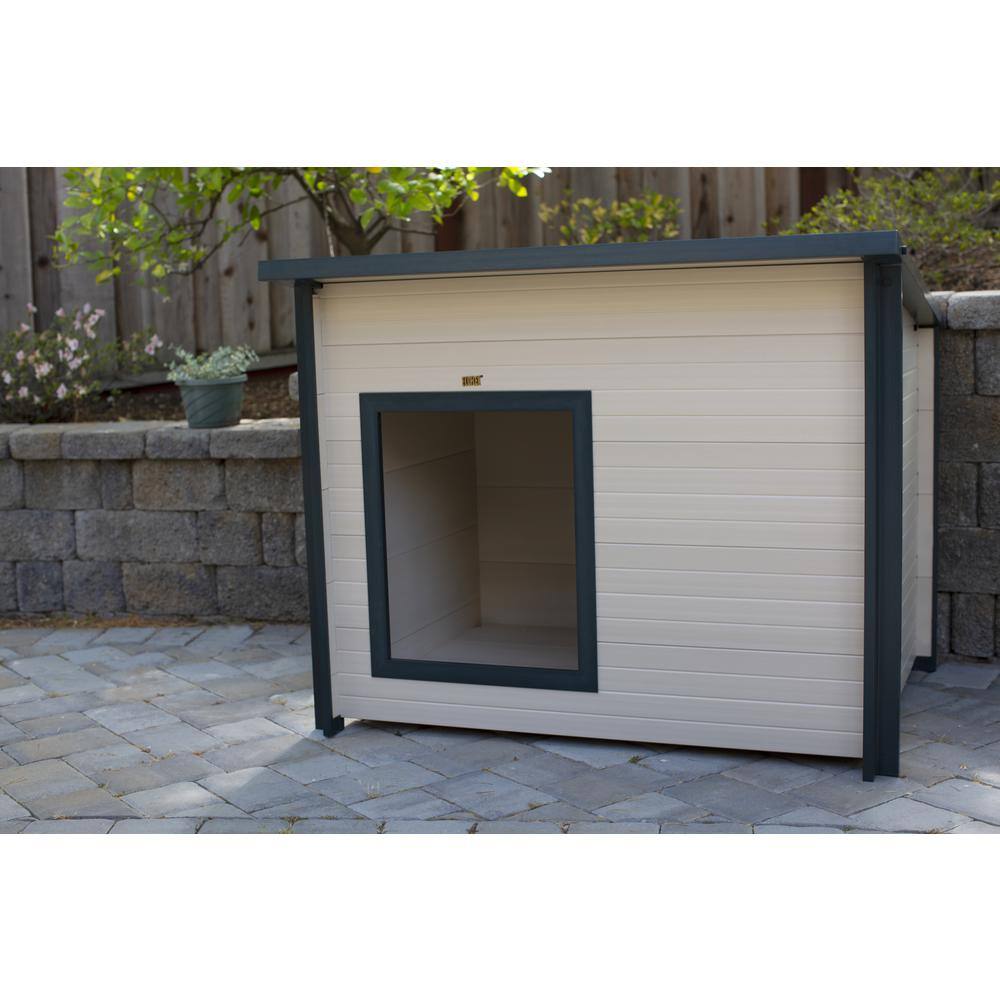 Alt View 1. New Age Pet - ECOFLEX Lodge Style Dog House - Jumbo - Maple.