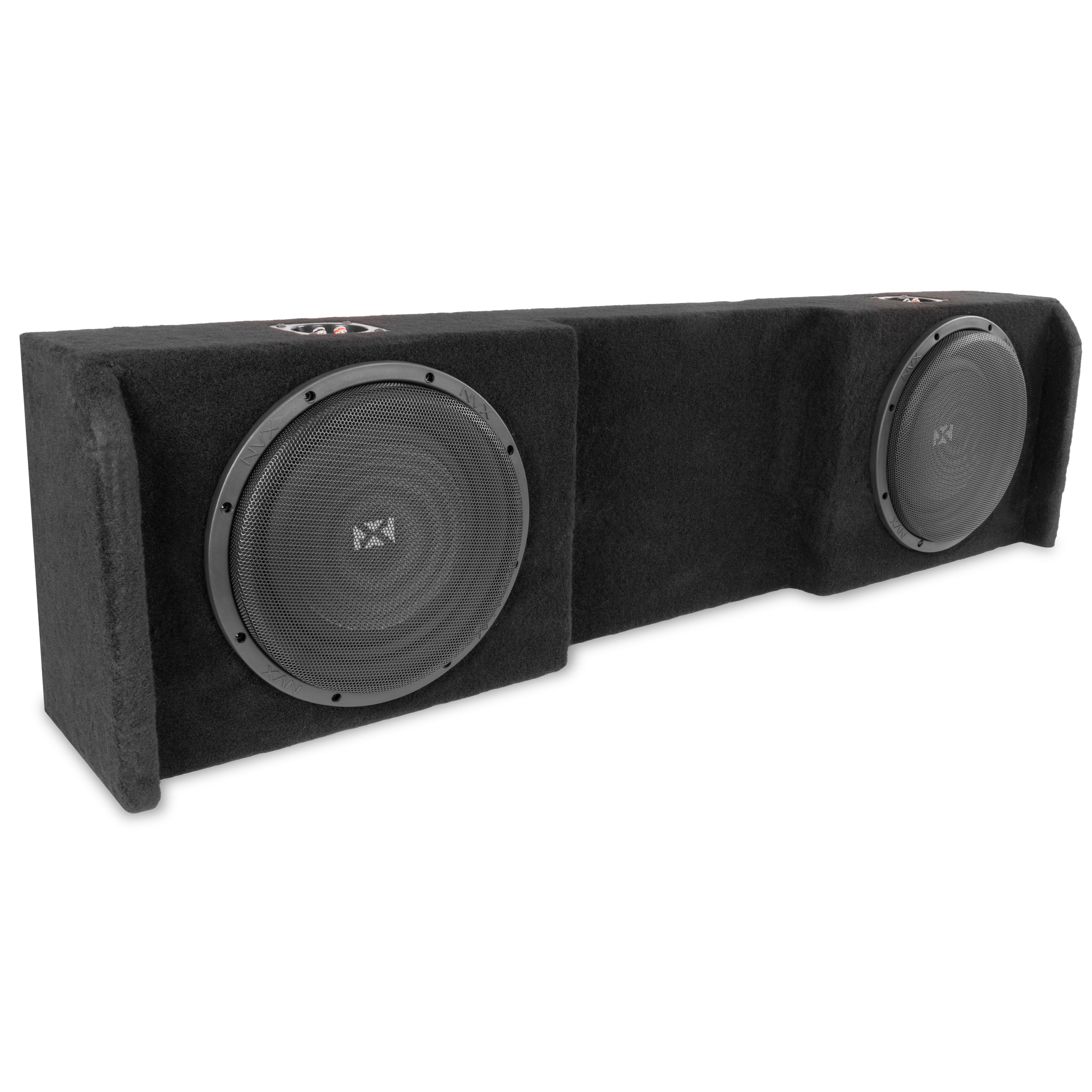 NVX - Custom Fit 800W RMS Dual 12in Loaded Subwoofer Enclosure for 2004-2018 Nissan Titan Crew and King Cab Trucks
