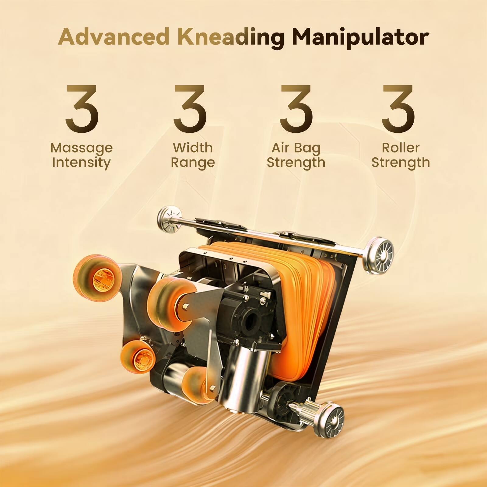 Advanced Kneading Manipulator

3 Massage Intensity  
3 Width Range  
3 Air Bag Strength  
3 Roller Strength