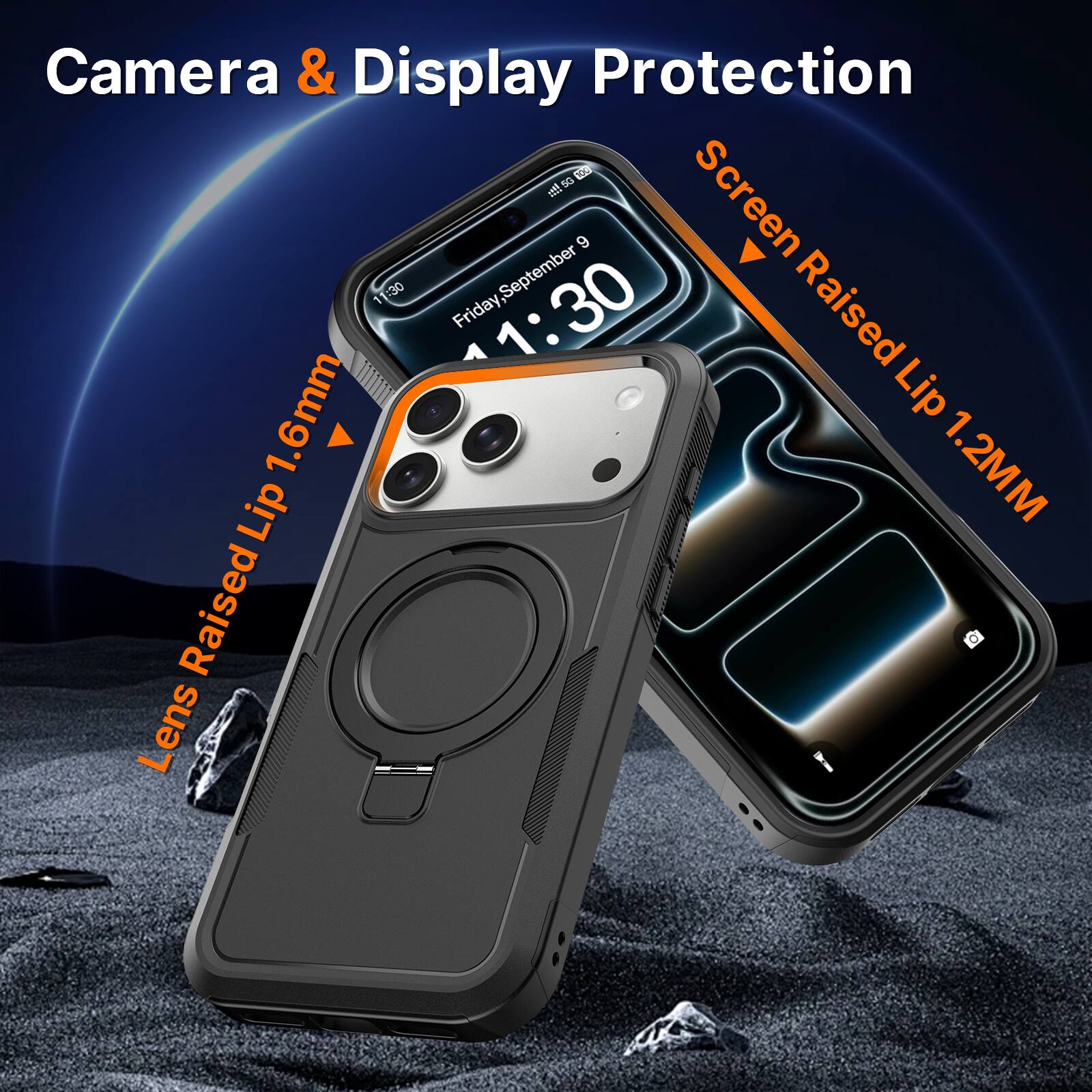 Camera & Display Protection

Screen Raised Lip 1.2MM

Lens Raised Lip 1.6mm