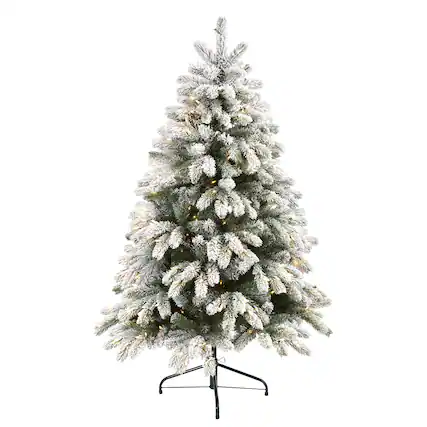 Front. BreeBe - 5’ Flckd South Carolina Xmas Tree w/300 Lights & 621 Tips - White.