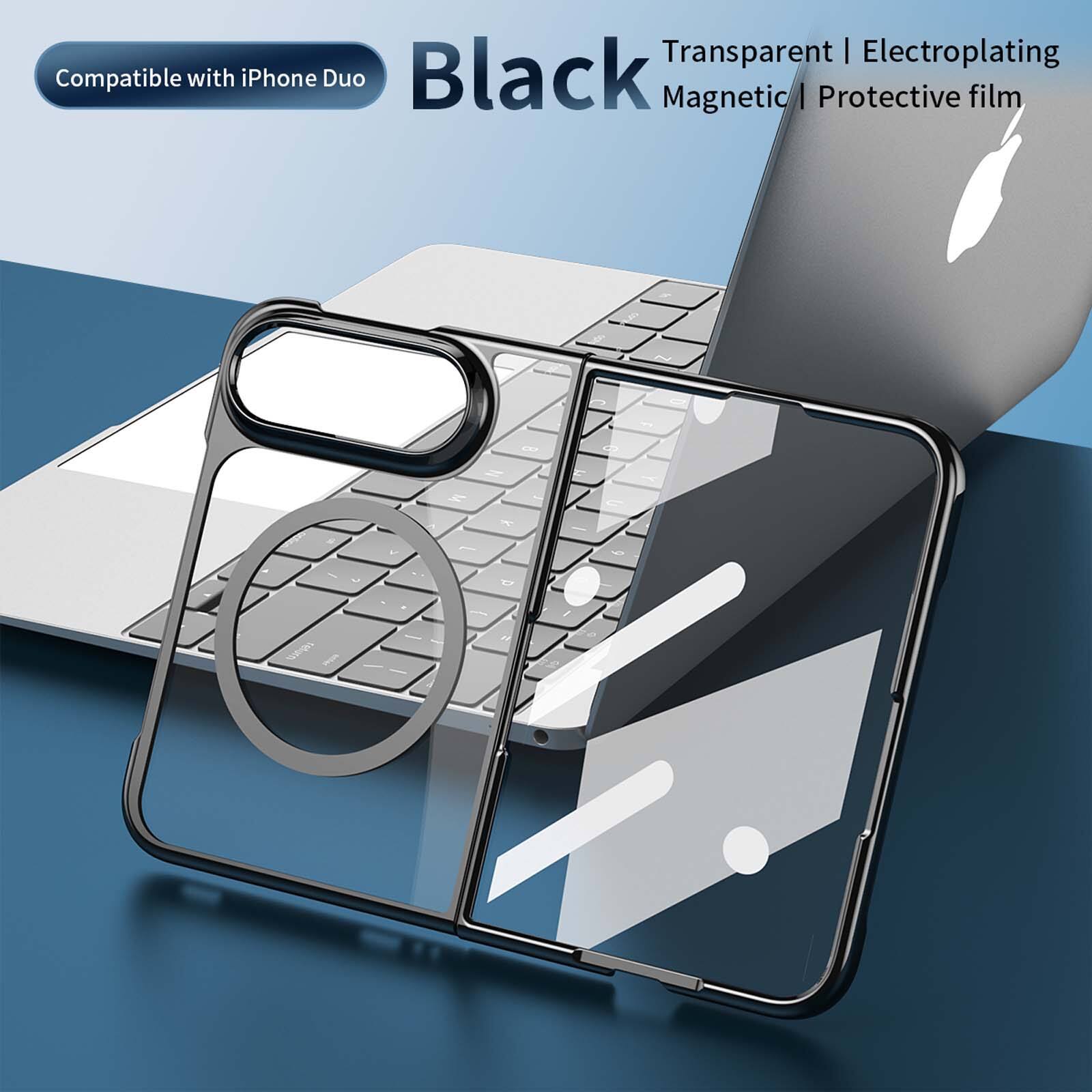 Transparent | Electroplating Compatible with iPhone Duo Black Magnetic | Protective film