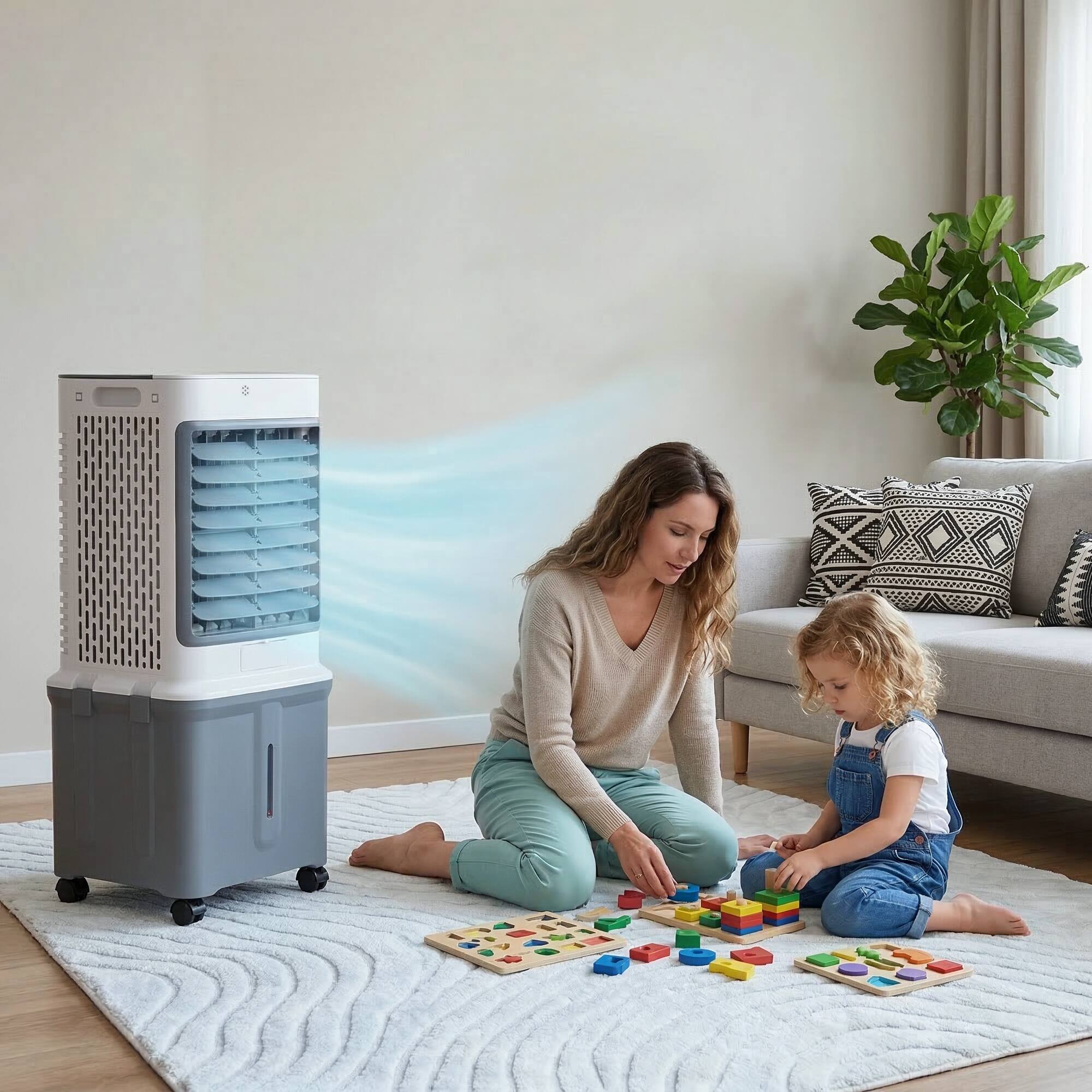 Alt View 9. Topteng - 8.5 Gal Portable Evaporative Cooler, 3-in-1 AC/Fan/Humidifier with Remote, 1-7H Timer, for Large Room & Patio.