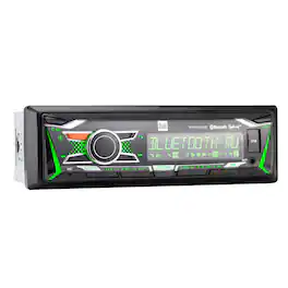 Dual - Single DIN Car Stereo Radio Receiver | 12-Character LCD | RGB Custom Colors | Bluetooth | USB | AM/FM | Voice Assistant - Black