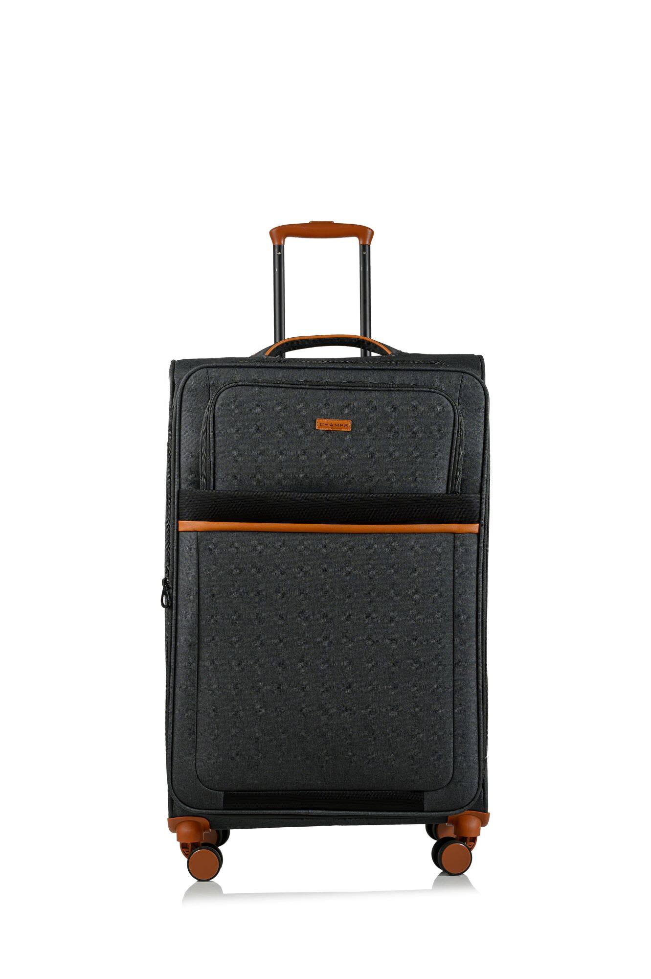 Angle. Champs - Classic II Collection 3 Piece Ultra Soft Side Luggage Set - Black.