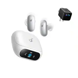 Anker and Soundcore - Soundcore Liberty 5 Pro by Anker Noise Cancelling Wireless Earbuds with Anker Nano Smart Display Charger - White