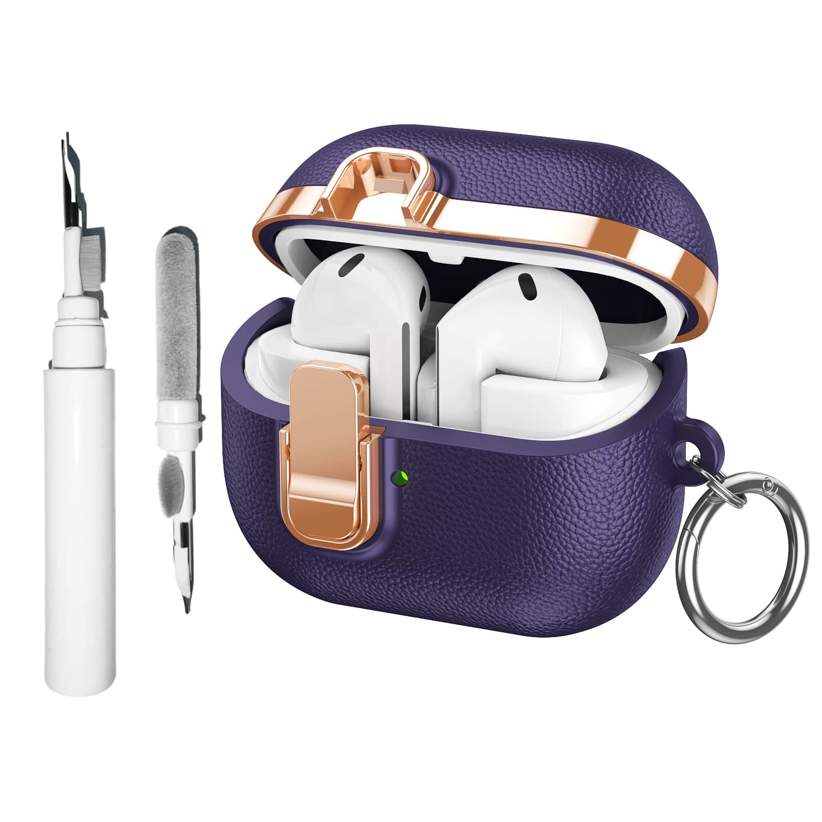 Dteck - Slim Faux Leather Texture Case for Samsung Galaxy Buds 3 / 3 Pro / 3 FE,Shockproof TPU Cover w/ Secure Lock & Carabiner - Purple price history on PriceWatchPro