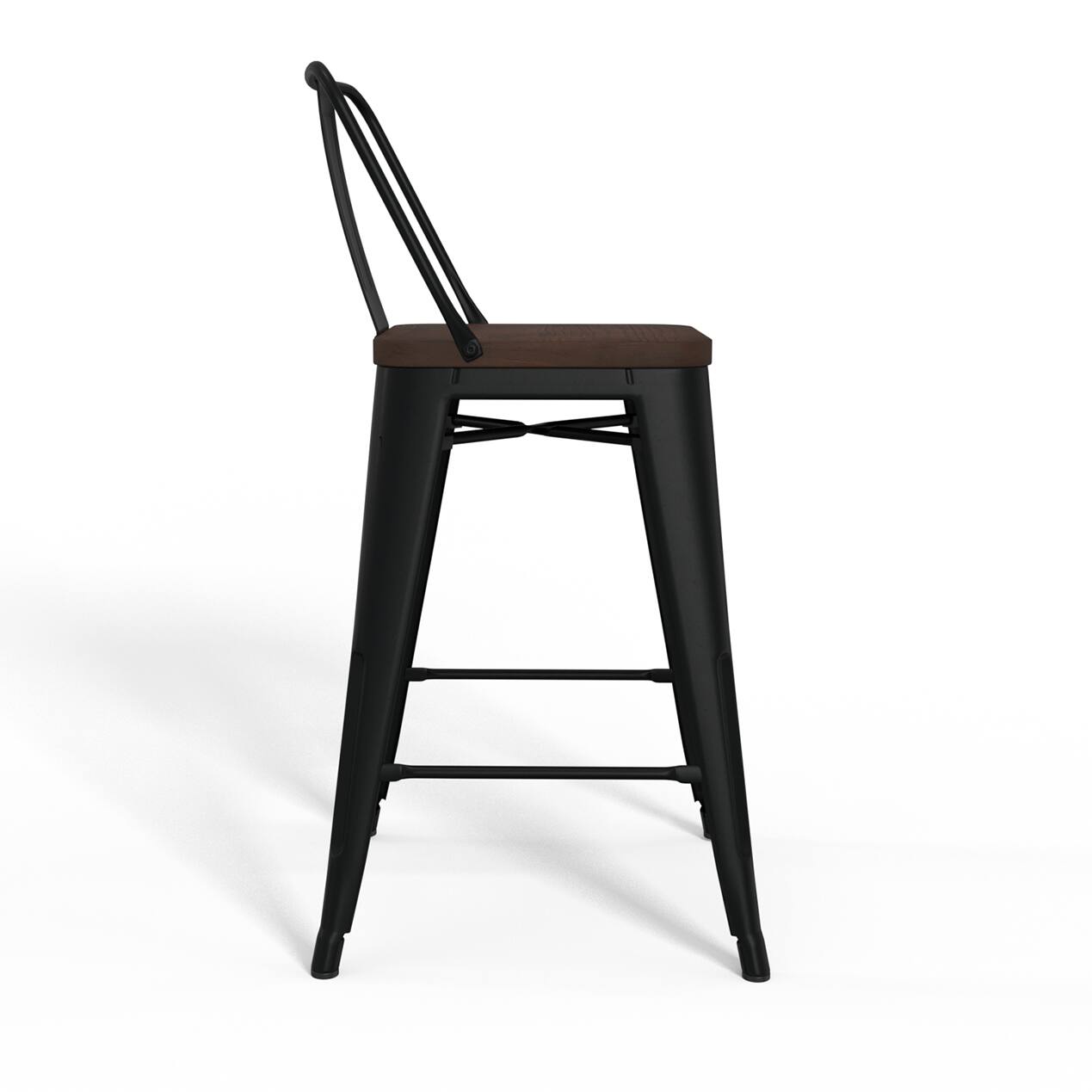 Alt View 14. Simpli Home - Rayne Metal and Wood Counter Height Stool (Set of 2) - Black.