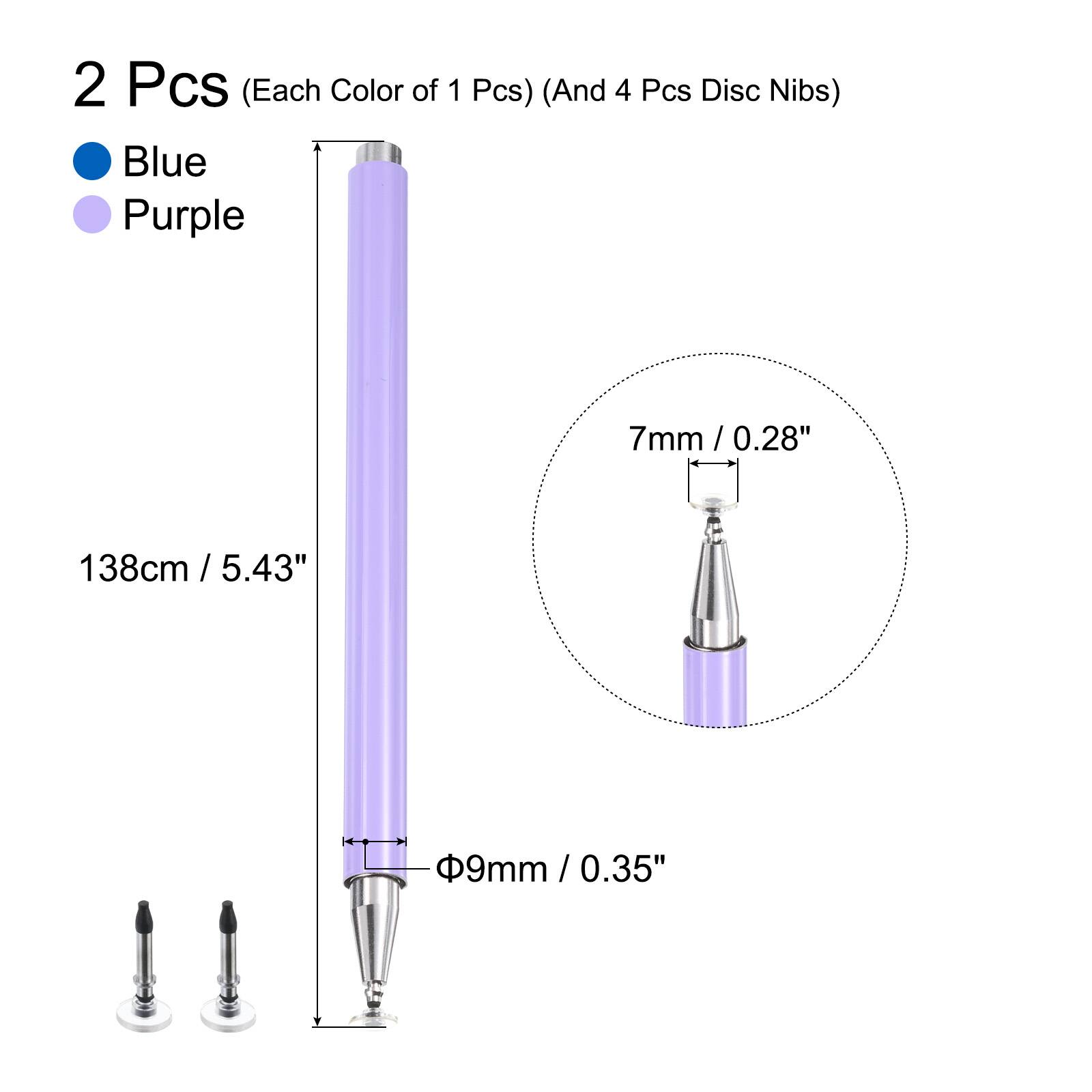 2 Pcs (Each Color of 1 Pcs) (And 4 Pcs Disc Nibs)  
Blue  
Purple  

7mm / 0.28"  
138cm / 5.43"  
Φ9mm / 0.35"