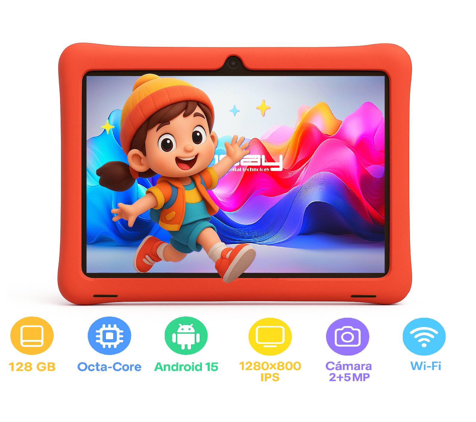 - 128 GB
- Octa-Core
- Android 15
- 1280x800 IPS
- Cámara 2+5MP
- Wi-Fi