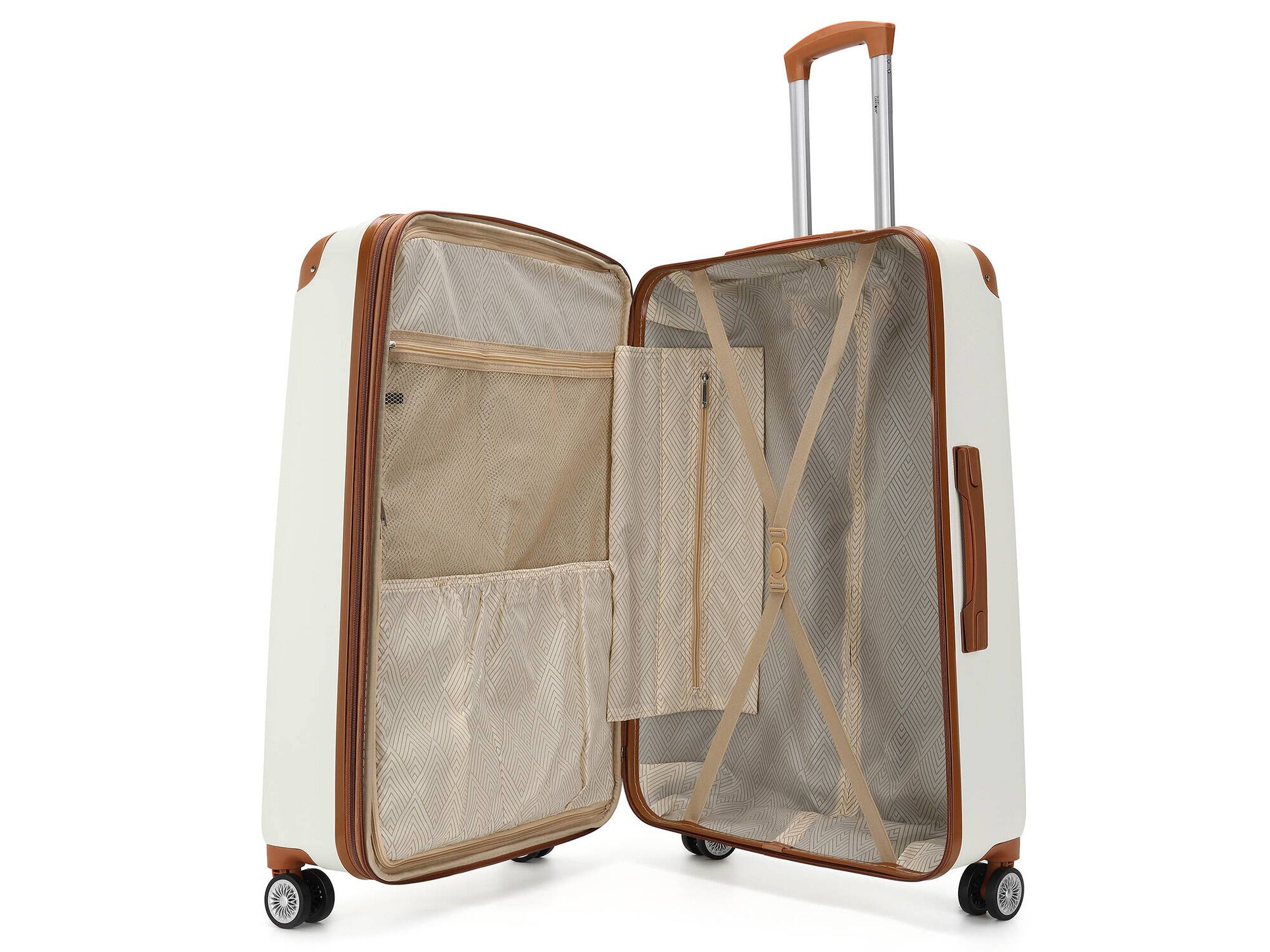 Left. Miami Carry On - Miami Carry On Collins 3 Piece Expandable Retro Spinner Luggage Set - White - White.